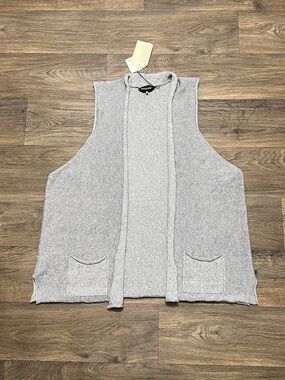NEW Eskandar Rolling Front Waistcoat Pebbled Linen Sleeveless Cardigan Vest NWT